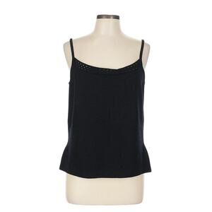 St. John Black Knit Spaghetti Strap Top in Small